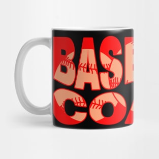 Red Wavy Baseball Coach Mug